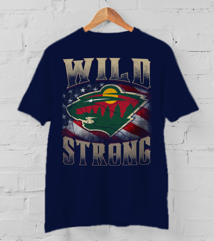 Wild Strong Minnesota Wild Logo American Flag T-Shirt