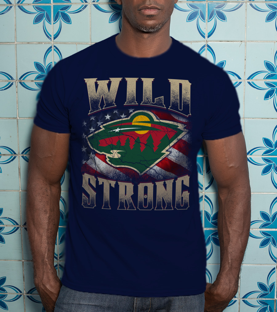 Wild Strong Minnesota Wild Logo American Flag T-Shirt