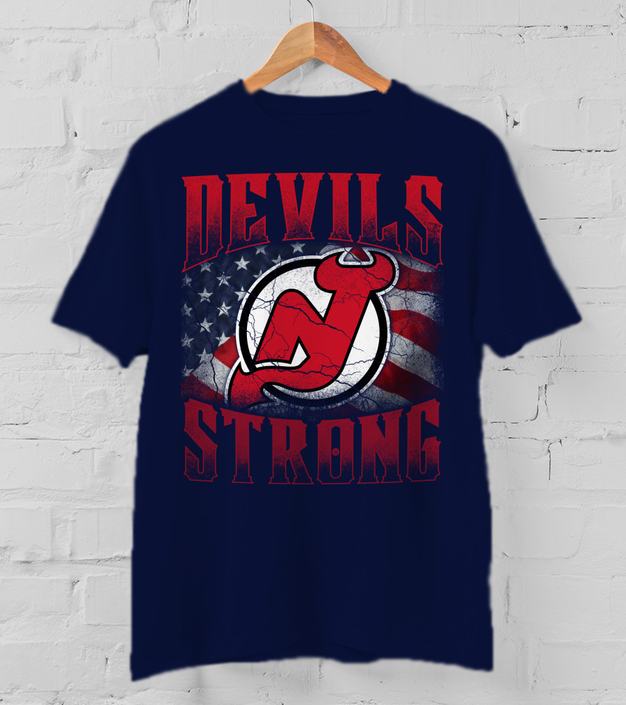 New Jersey Devils Strong Usa Flag T-Shirt