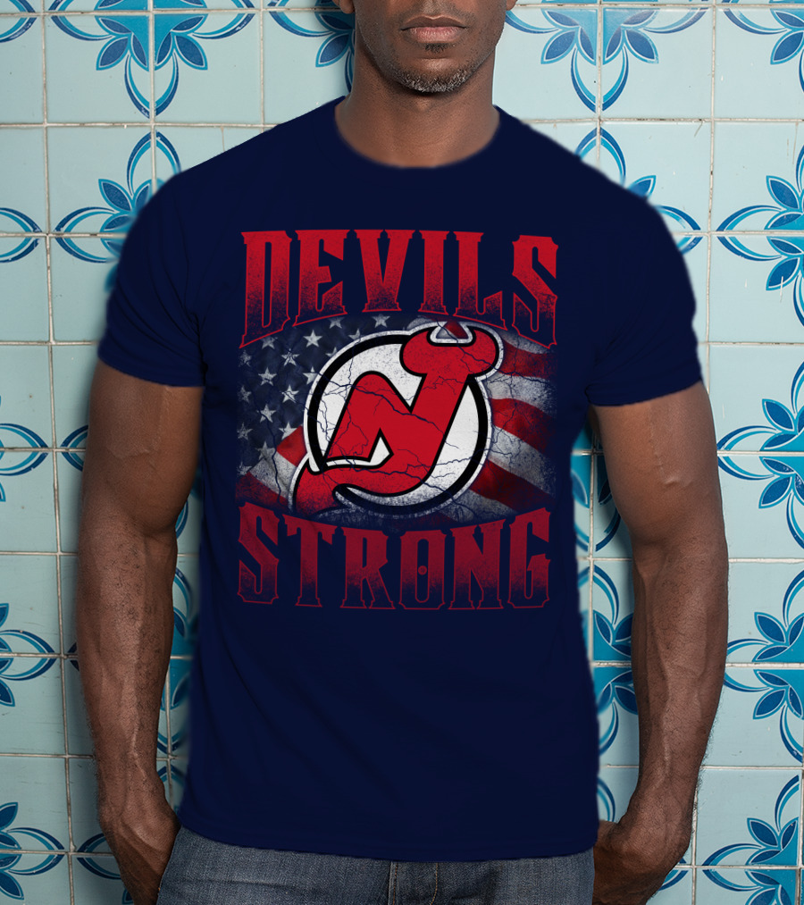 New Jersey Devils Strong Usa Flag T-Shirt
