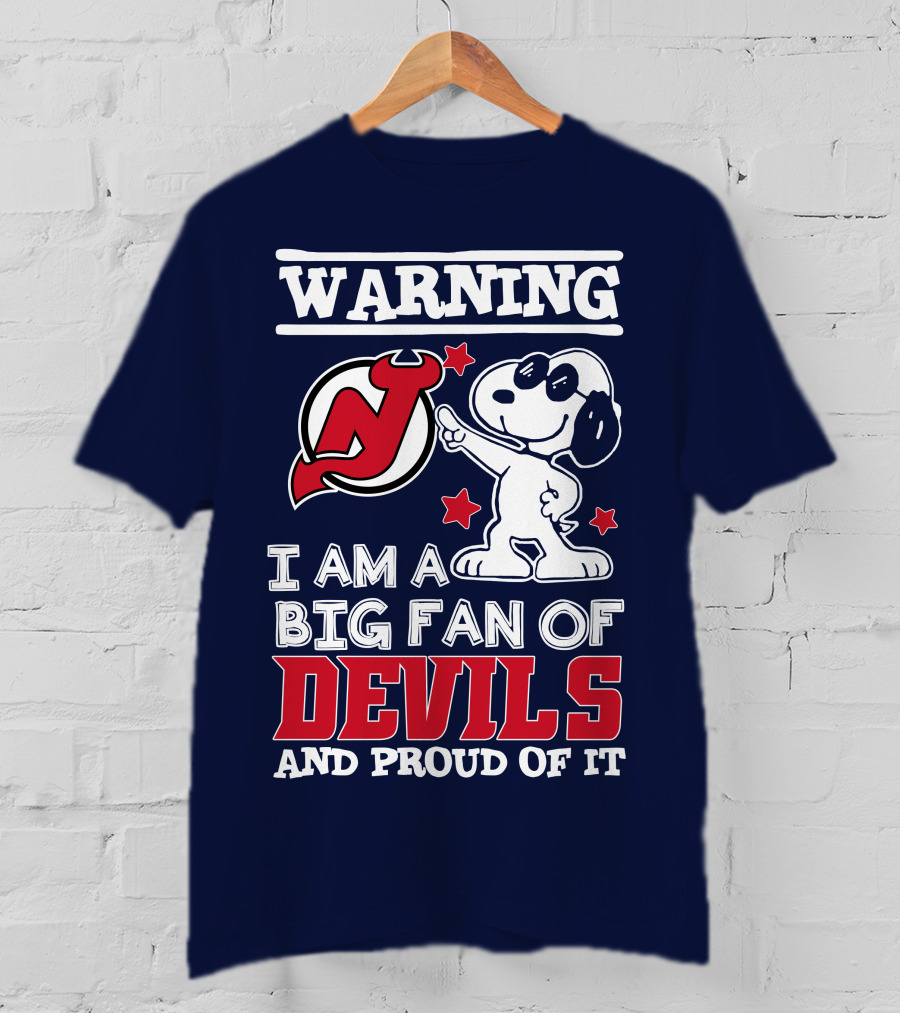 Warning New Jersey Devils Big Fan And Proud Of It T-Shirt
