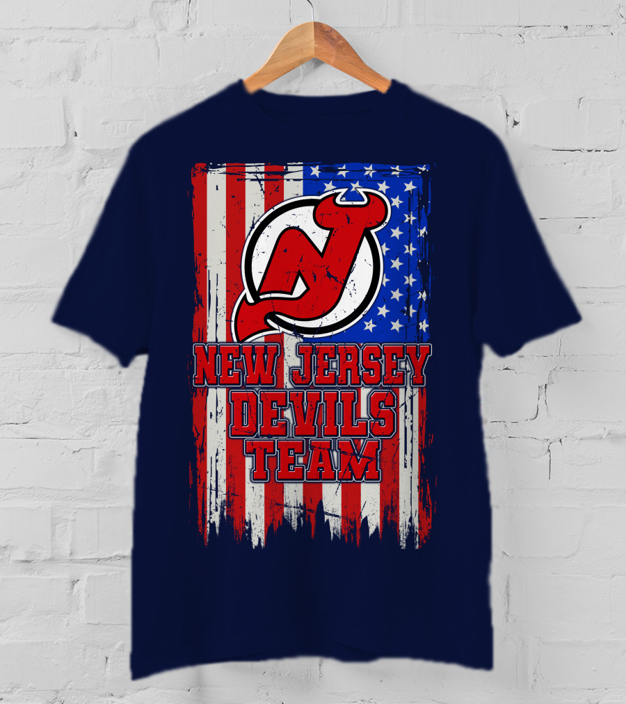 New Jersey Devils Team American Flag T-Shirt