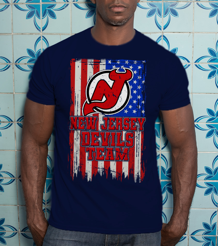 New Jersey Devils Team American Flag T-Shirt