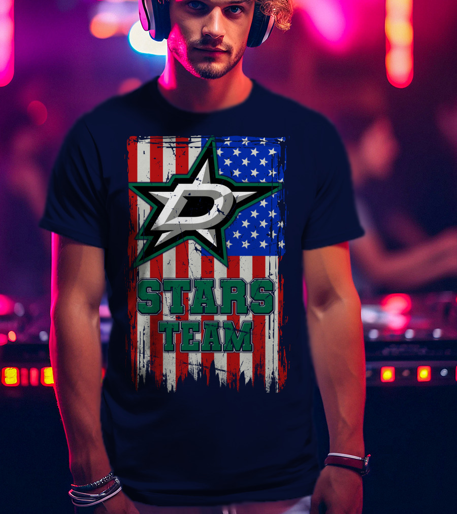 Stars Team Dallas American Flag T-Shirt