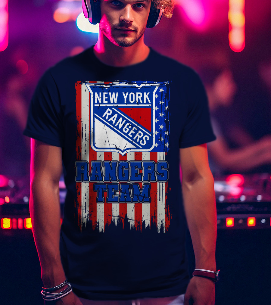New York Rangers Team American Flag Style T-Shirt