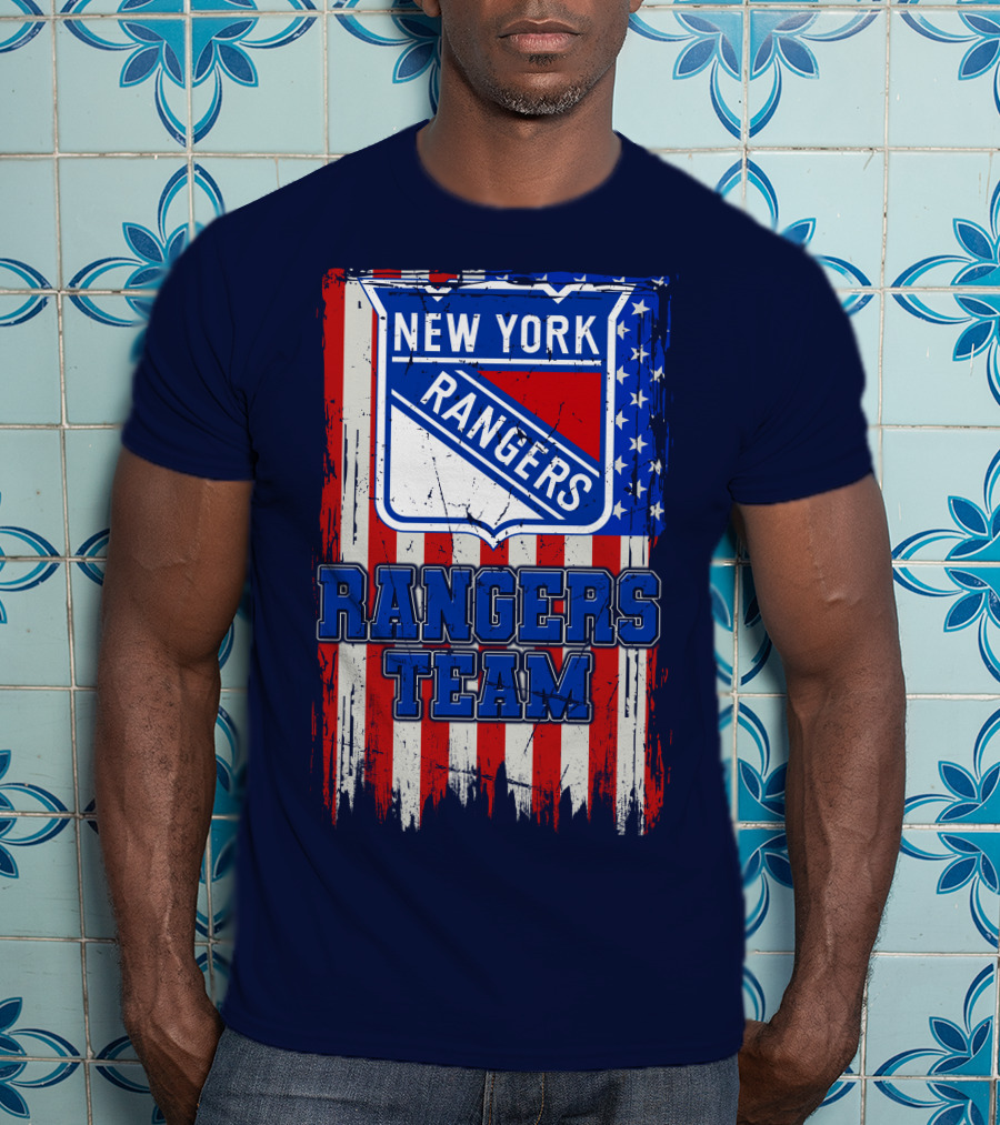 New York Rangers Team American Flag Style T-Shirt