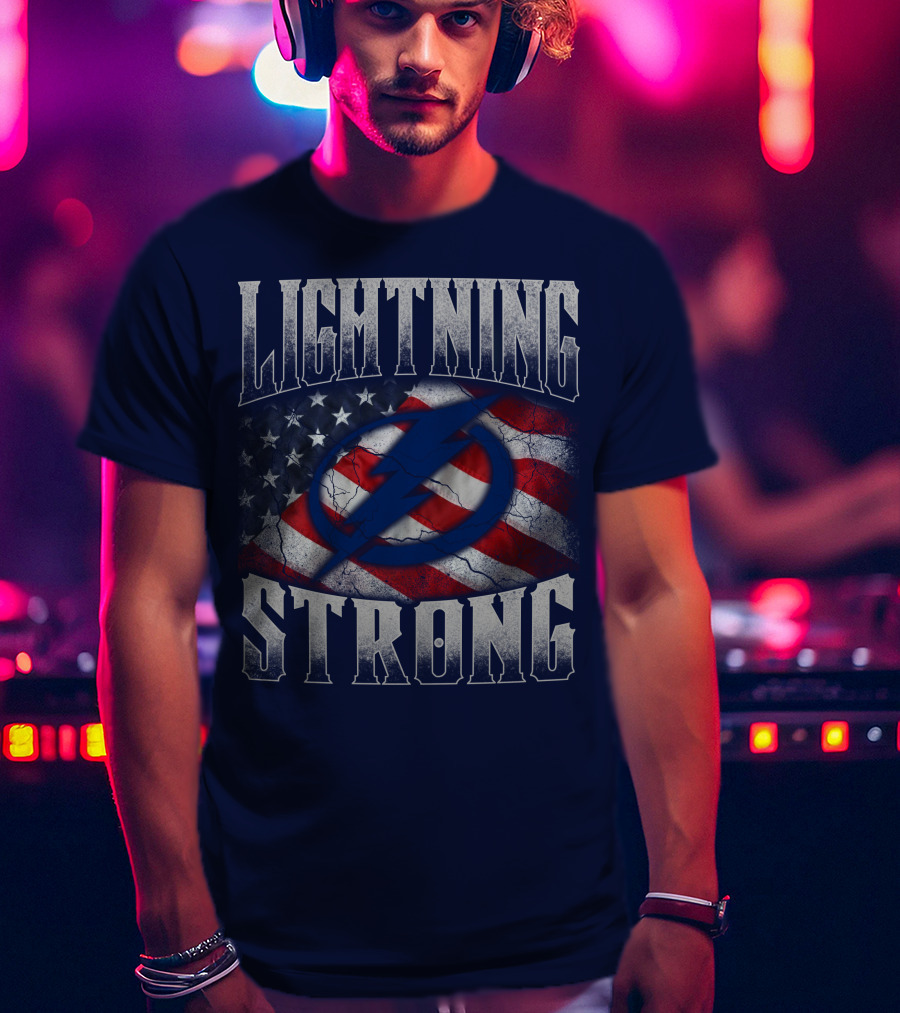 Tampa Bay Lightning Strong American Flag T-Shirt