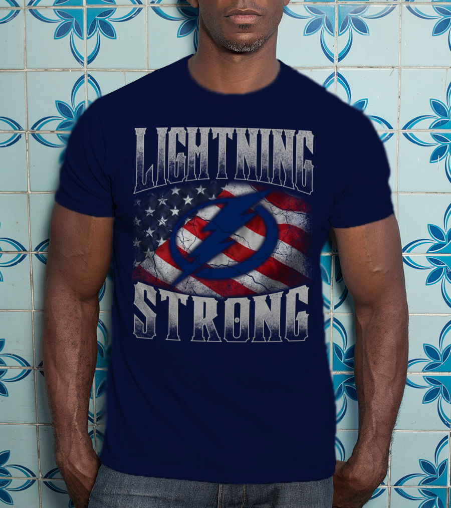 Tampa Bay Lightning Strong American Flag T-Shirt