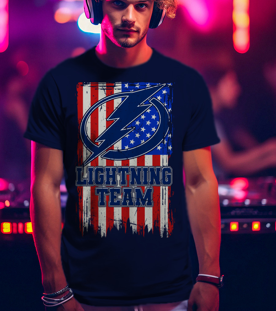 Tampa Bay Lightning Team American Flag T-Shirt