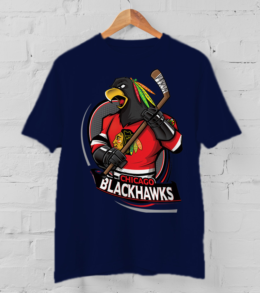 Chicago Blackhawks Hockey Logo Bird Mascot T-Shirt