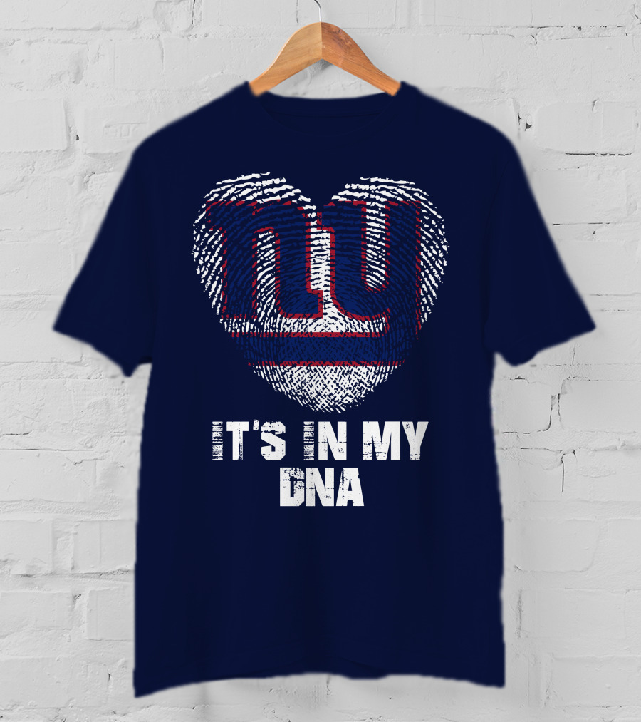 New York Giants It's In My Dna Heart Fingerprint T-Shirt