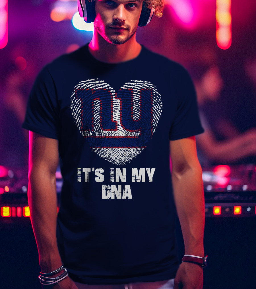 New York Giants It's In My Dna Heart Fingerprint T-Shirt