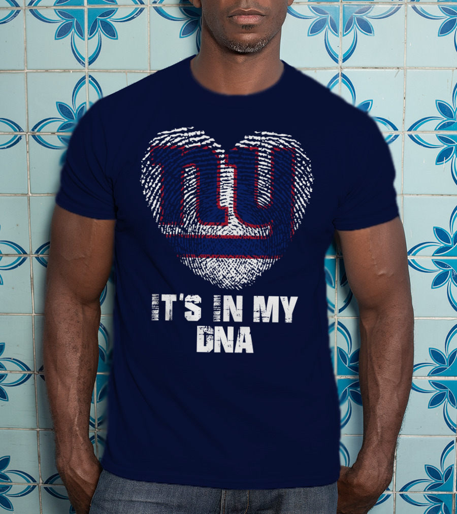 New York Giants It's In My Dna Heart Fingerprint T-Shirt