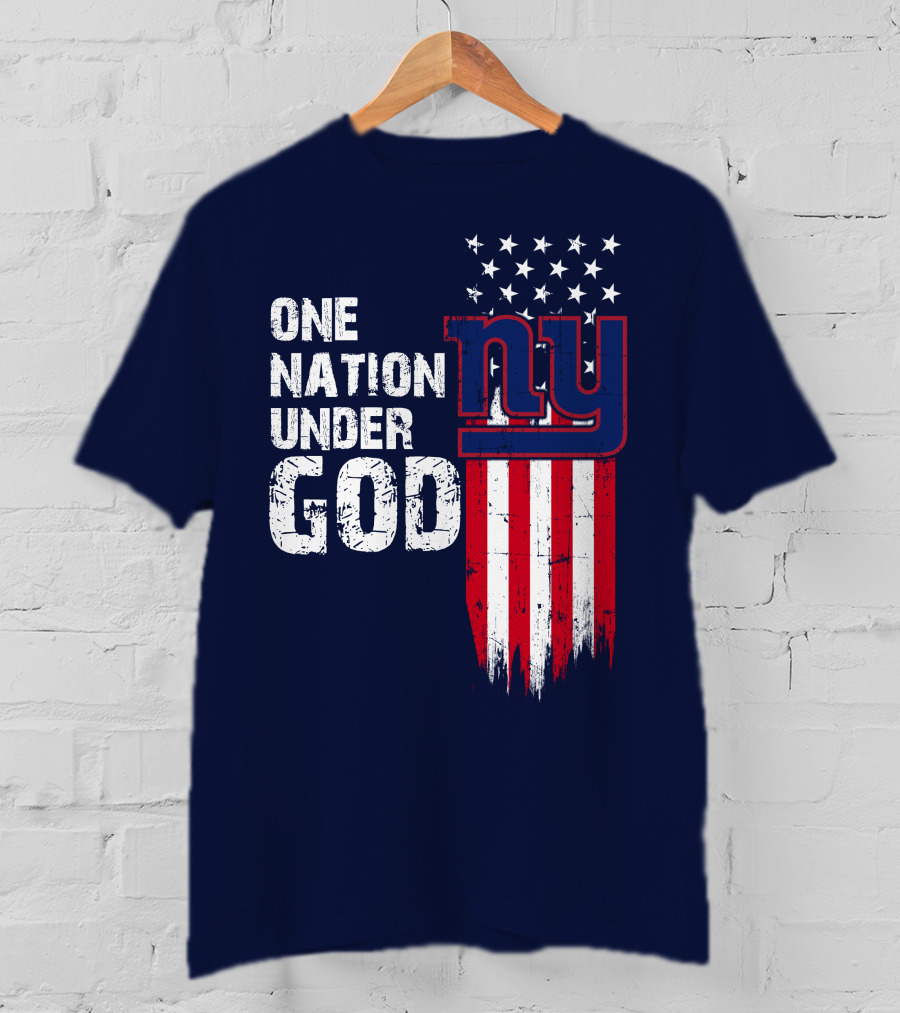 One Nation Under God Ny American Flag Design New York Giants T-Shirt