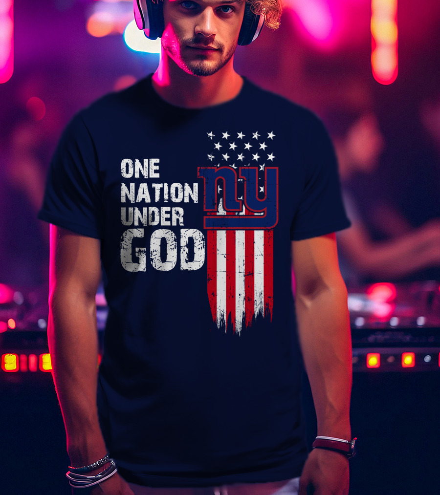 One Nation Under God Ny American Flag Design New York Giants T-Shirt