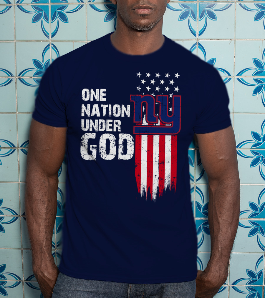 One Nation Under God Ny American Flag Design New York Giants T-Shirt