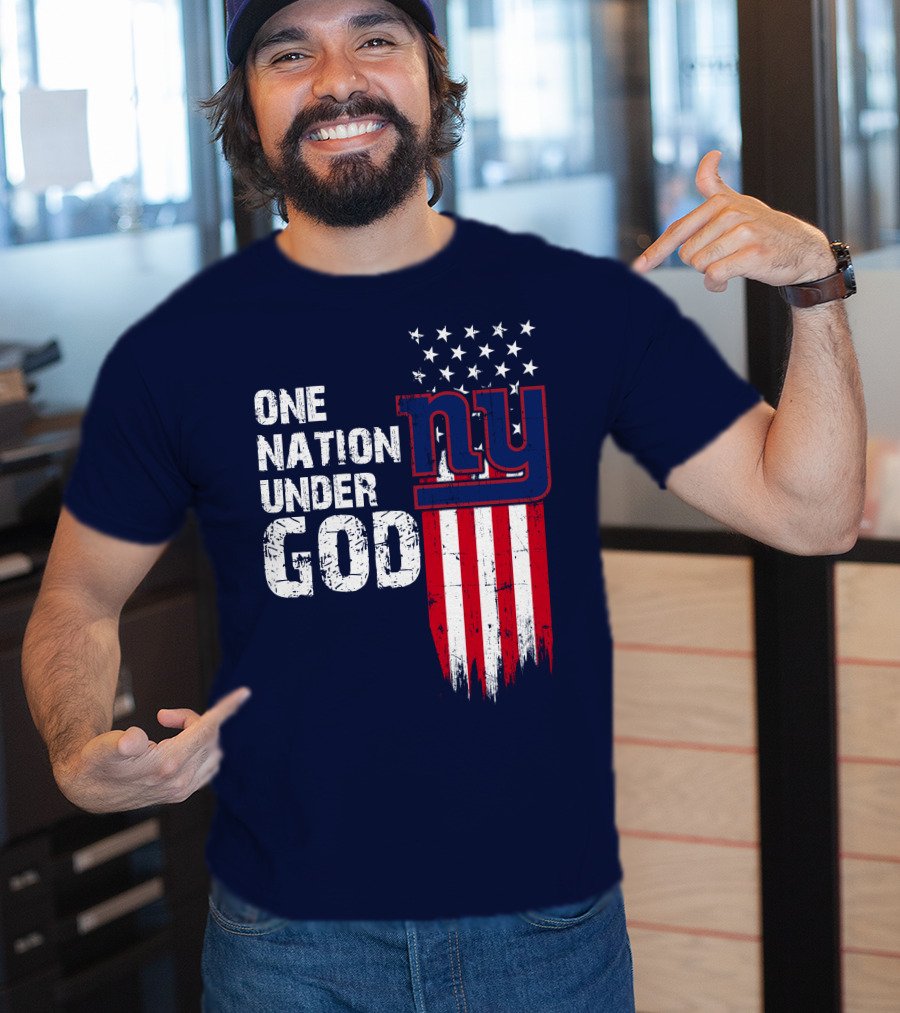One Nation Under God Ny American Flag Design New York Giants T-Shirt