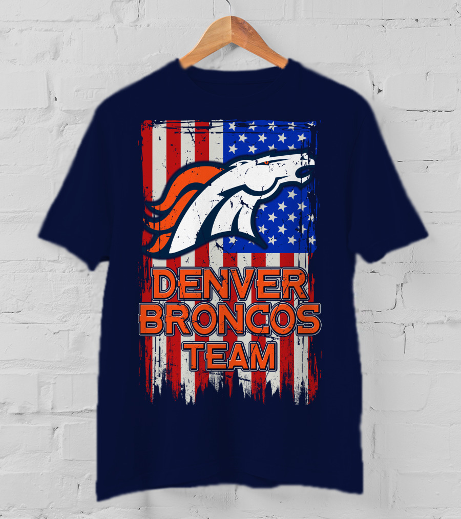 Denver Broncos Team American Flag T-Shirt