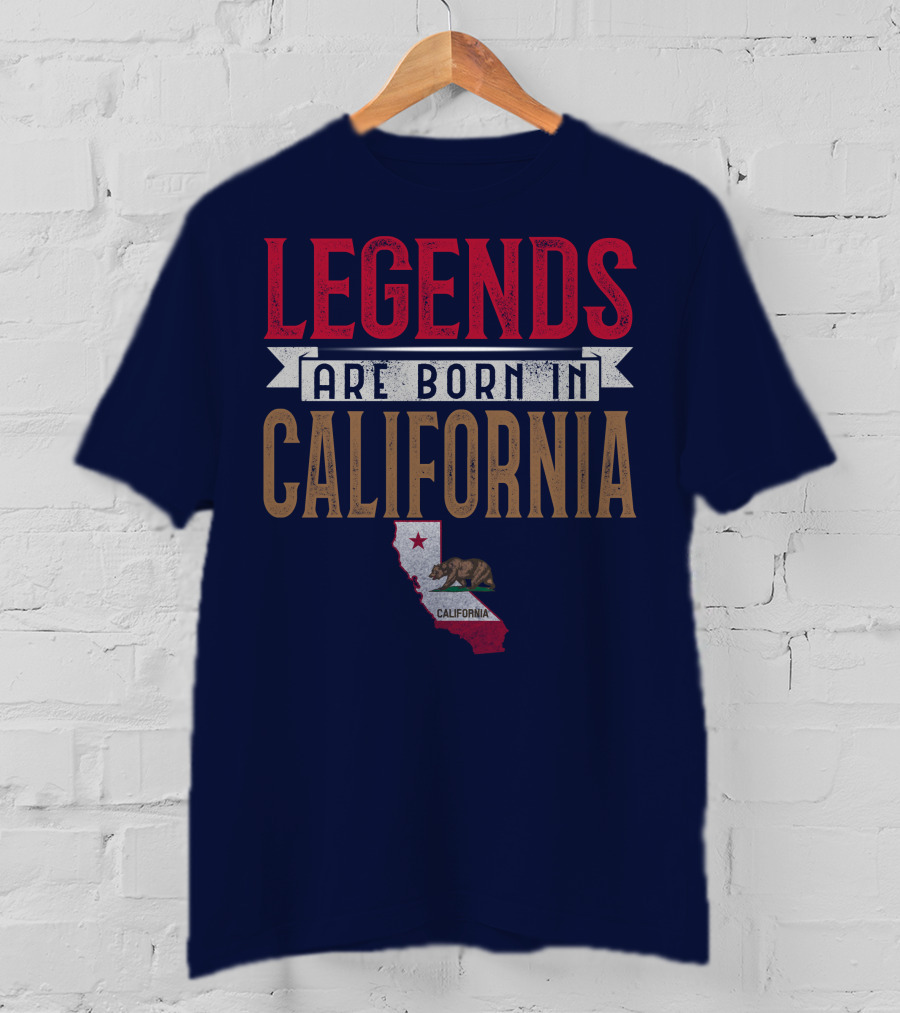 Legends Are Born In California State Flag Bear T-Shirt