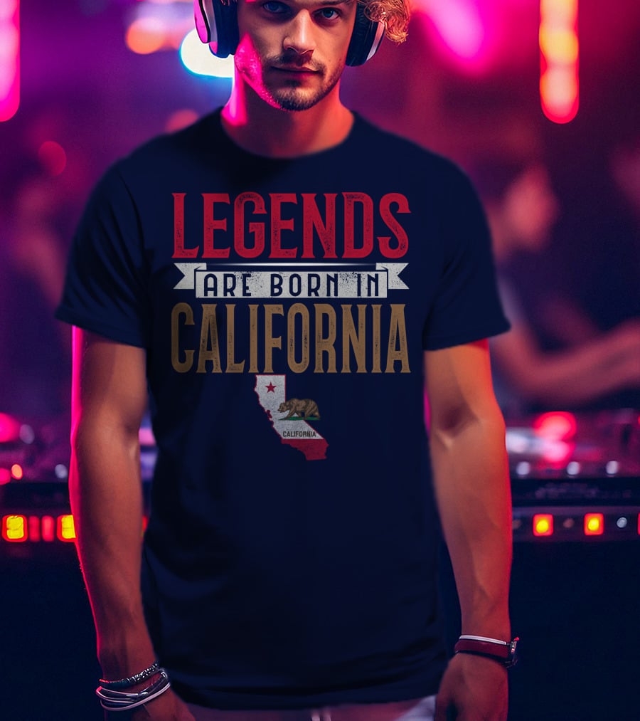 Legends Are Born In California State Flag Bear T-Shirt