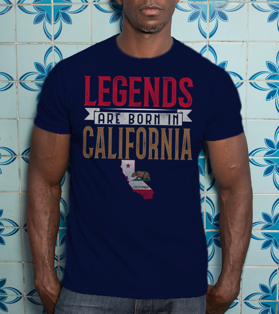 Legends Are Born In California State Flag Bear T-Shirt