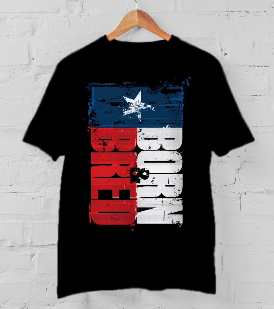 Born & Bred Texas Flag Star Grunge Style T-Shirt