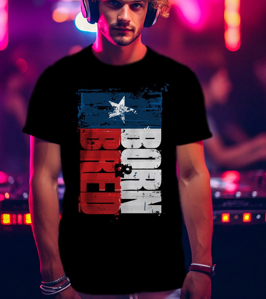 Born & Bred Texas Flag Star Grunge Style T-Shirt