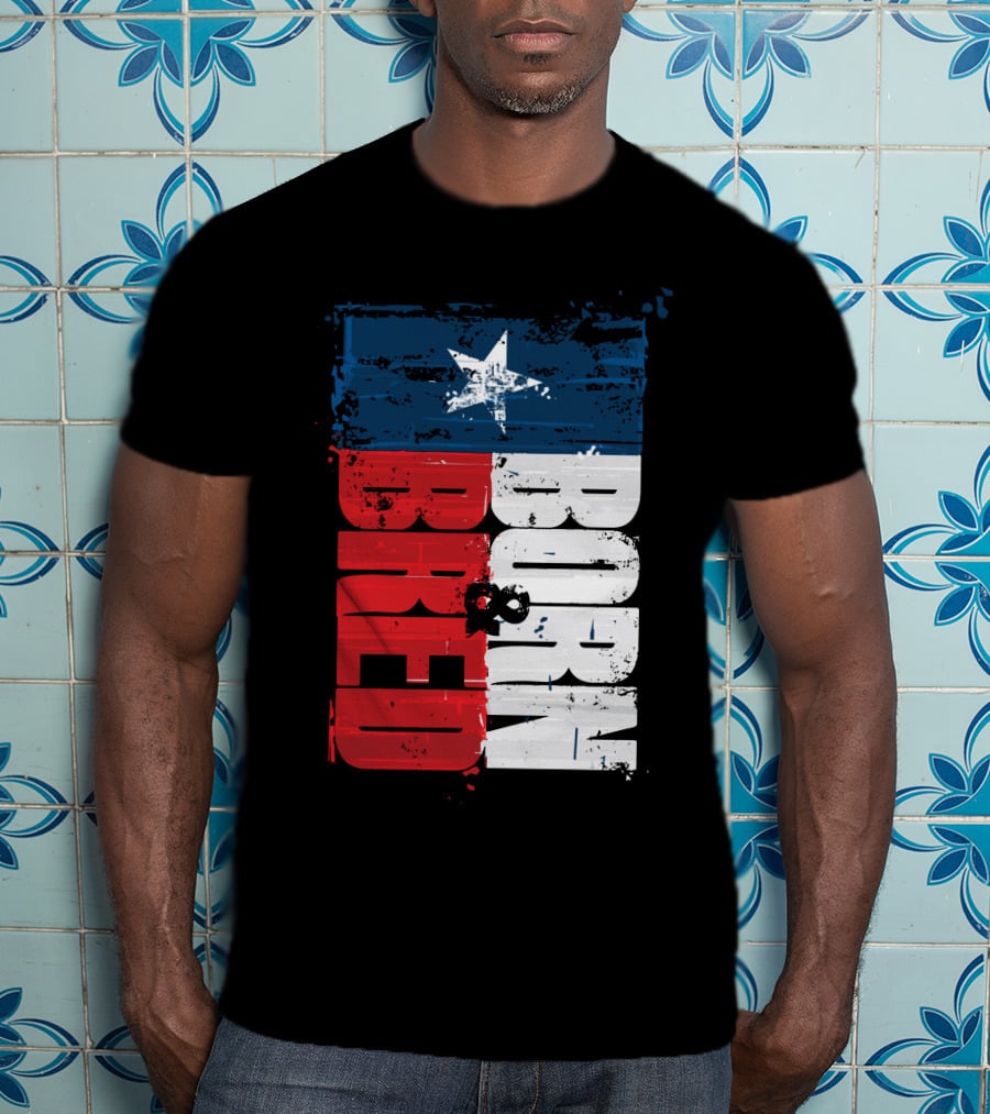 Born & Bred Texas Flag Star Grunge Style T-Shirt