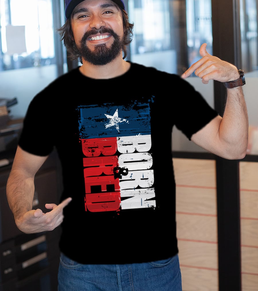 Born & Bred Texas Flag Star Grunge Style T-Shirt