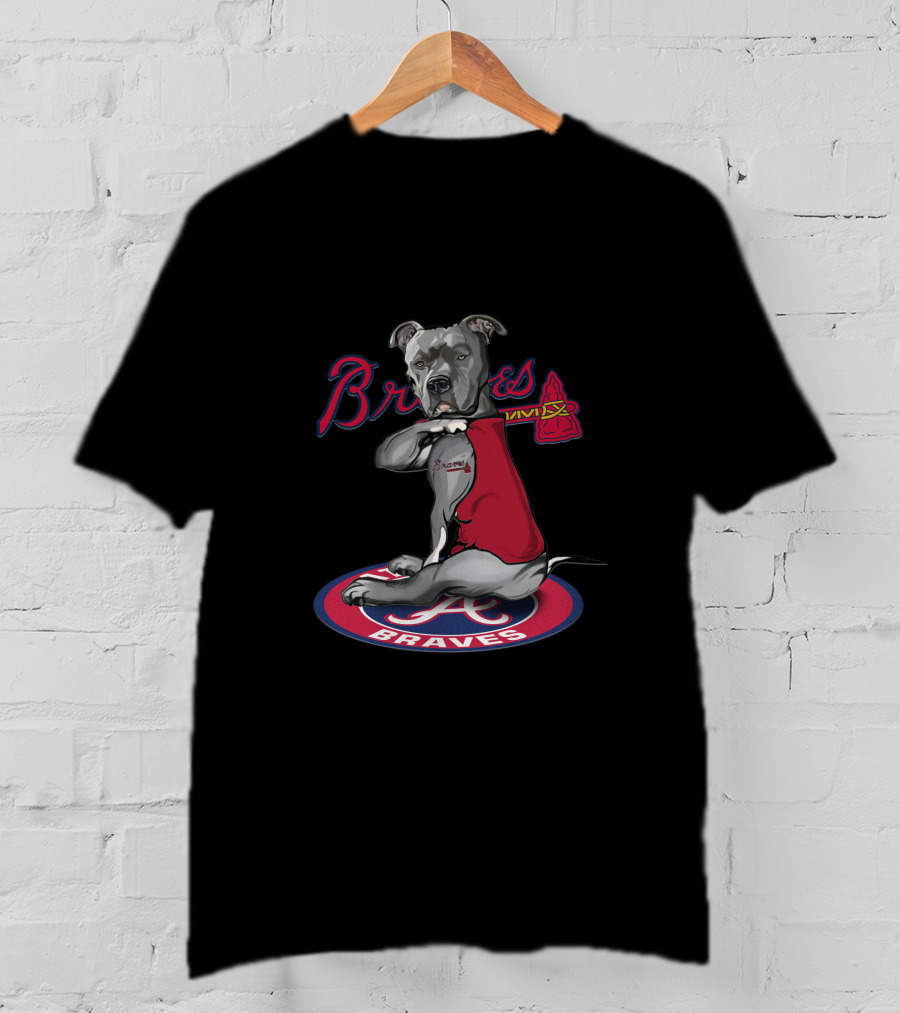 Braves Dog Red Jersey Atlanta Braves Pitbull T-Shirt