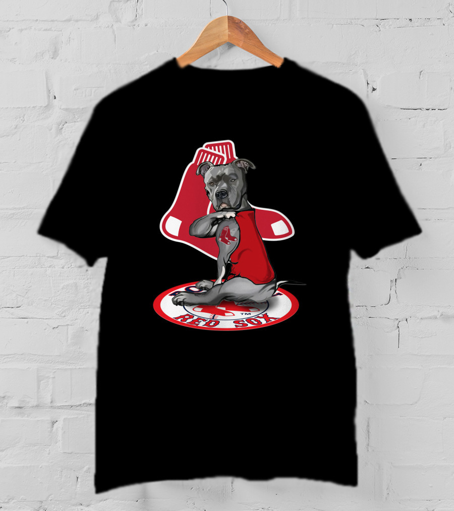 Boston Red Sox Dog Illustration With Team T-Shirt
