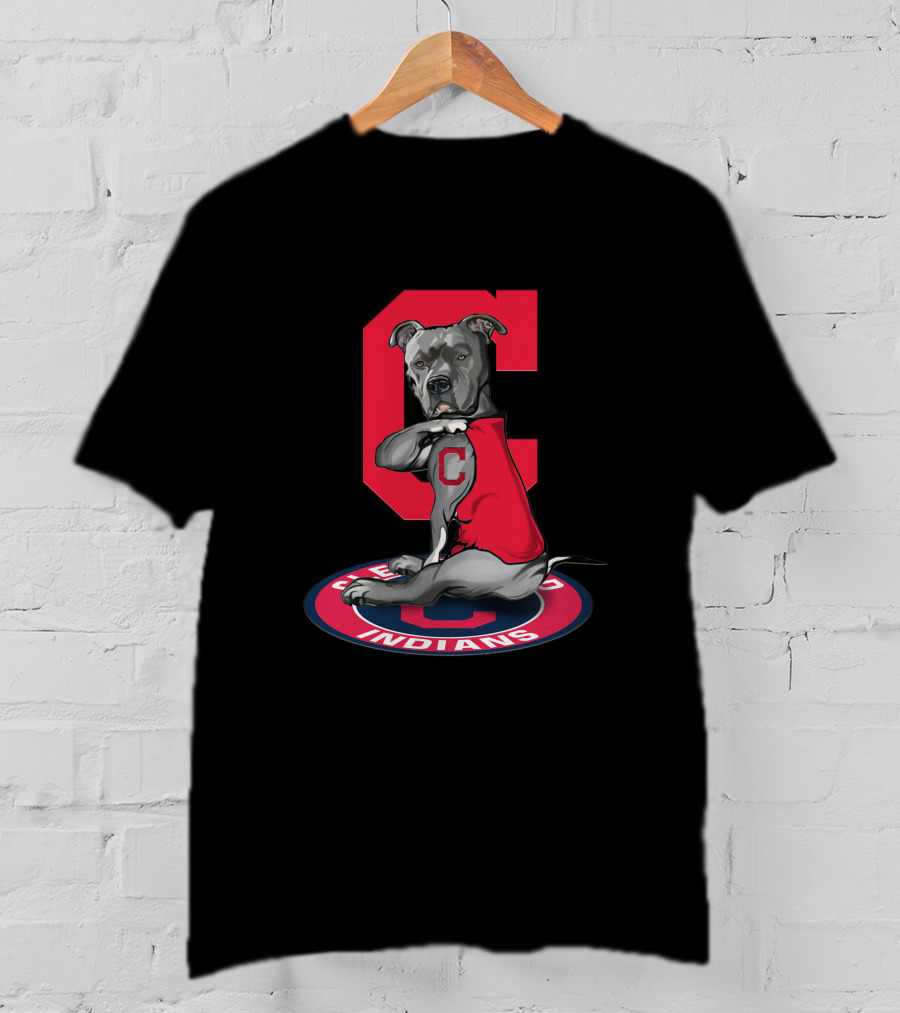 Cleveland Indians Pitbull With Red C T-Shirt