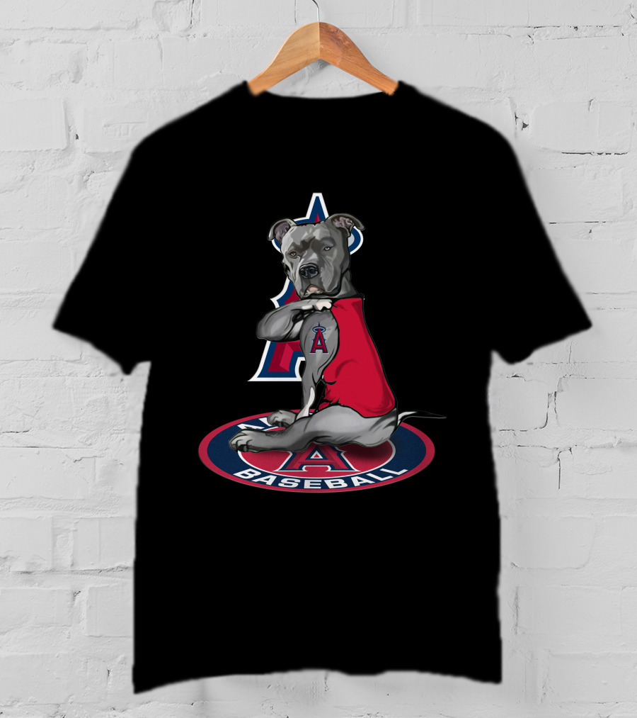 Los Angeles Angels Baseball Dog With Team T-Shirt