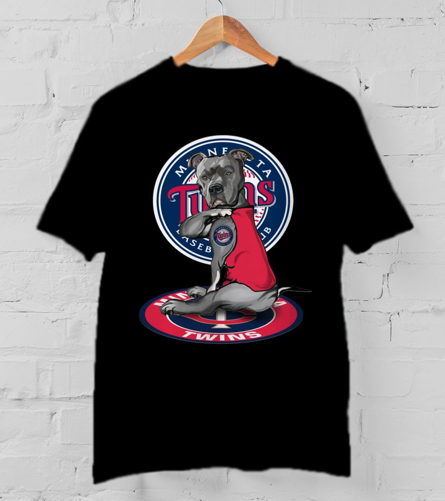 Minnesota Twins Baseball Club Dog With Logo And Red T-Shirt