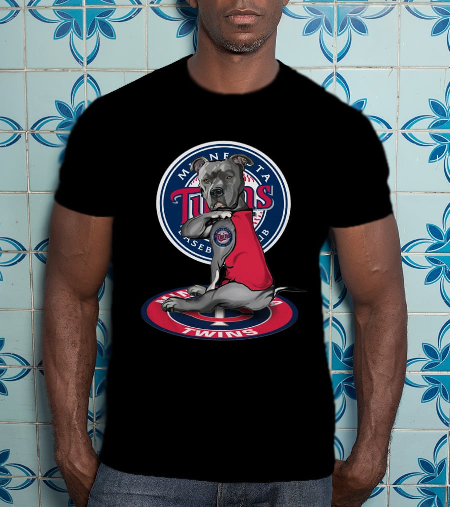 Minnesota Twins Baseball Club Dog With Logo And Red T-Shirt