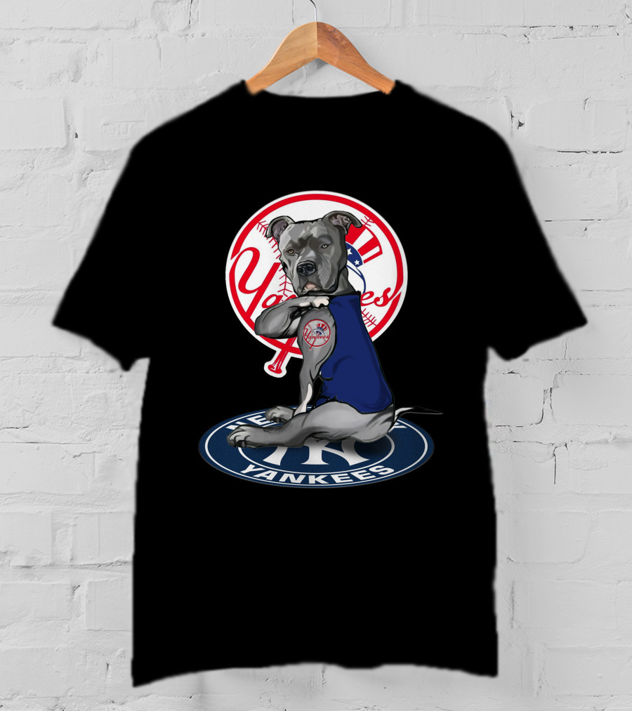 New York Yankees Dog Mascot 19 Baseball Team Logos T-Shirt