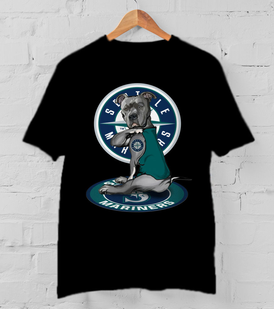 Seattle Mariners Pit Bull Mascot With Team T-Shirt