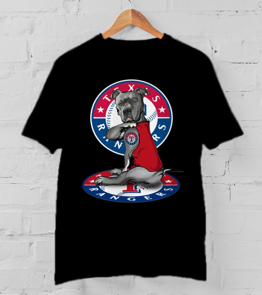Texas Rangers Baseball Dog With Logo And Jersey T-Shirt