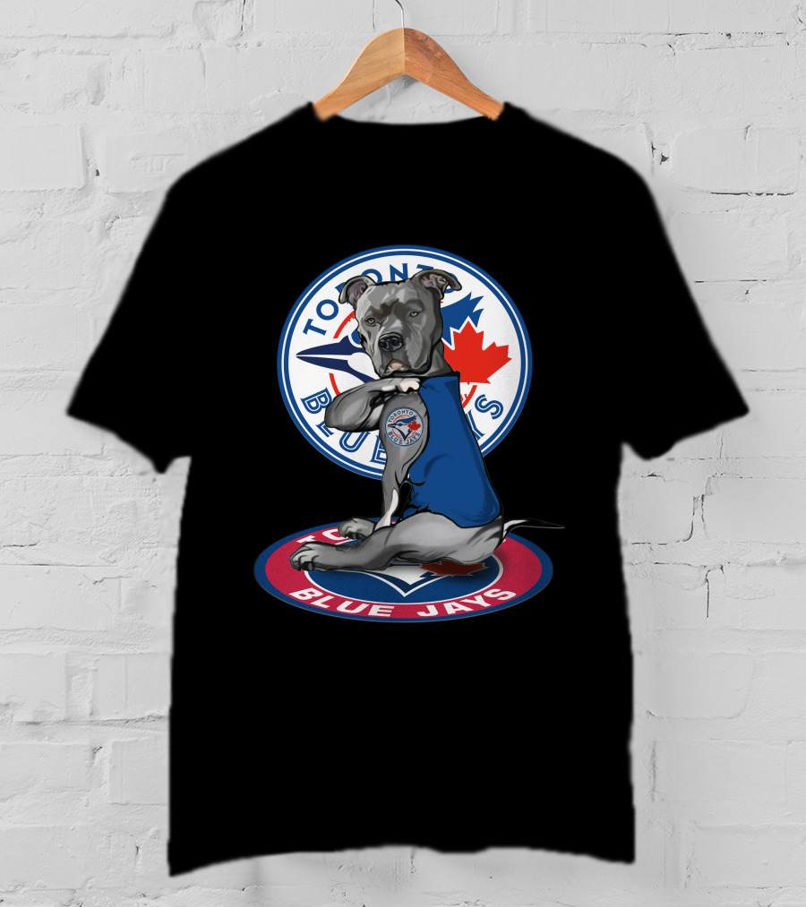Toronto Blue Jays Dog Mascot With Logo And Canadian Maple Leaf T-Shirt