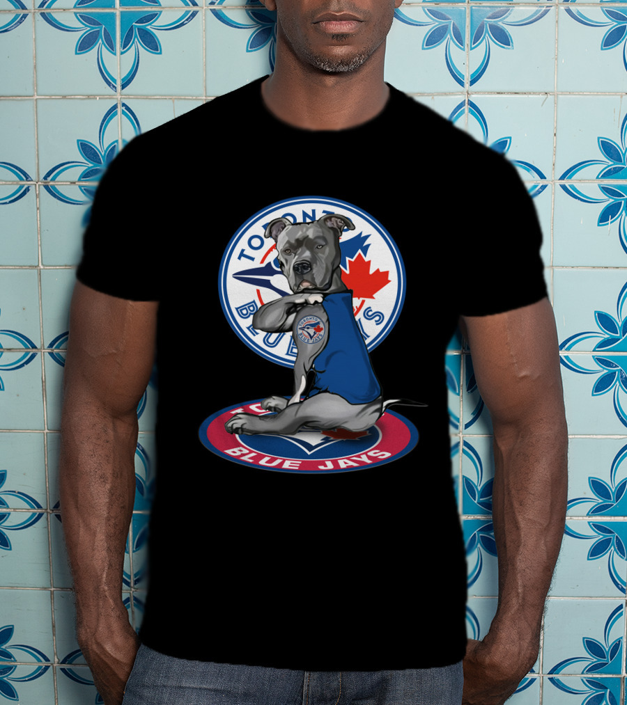 Toronto Blue Jays Dog Mascot With Logo And Canadian Maple Leaf T-Shirt