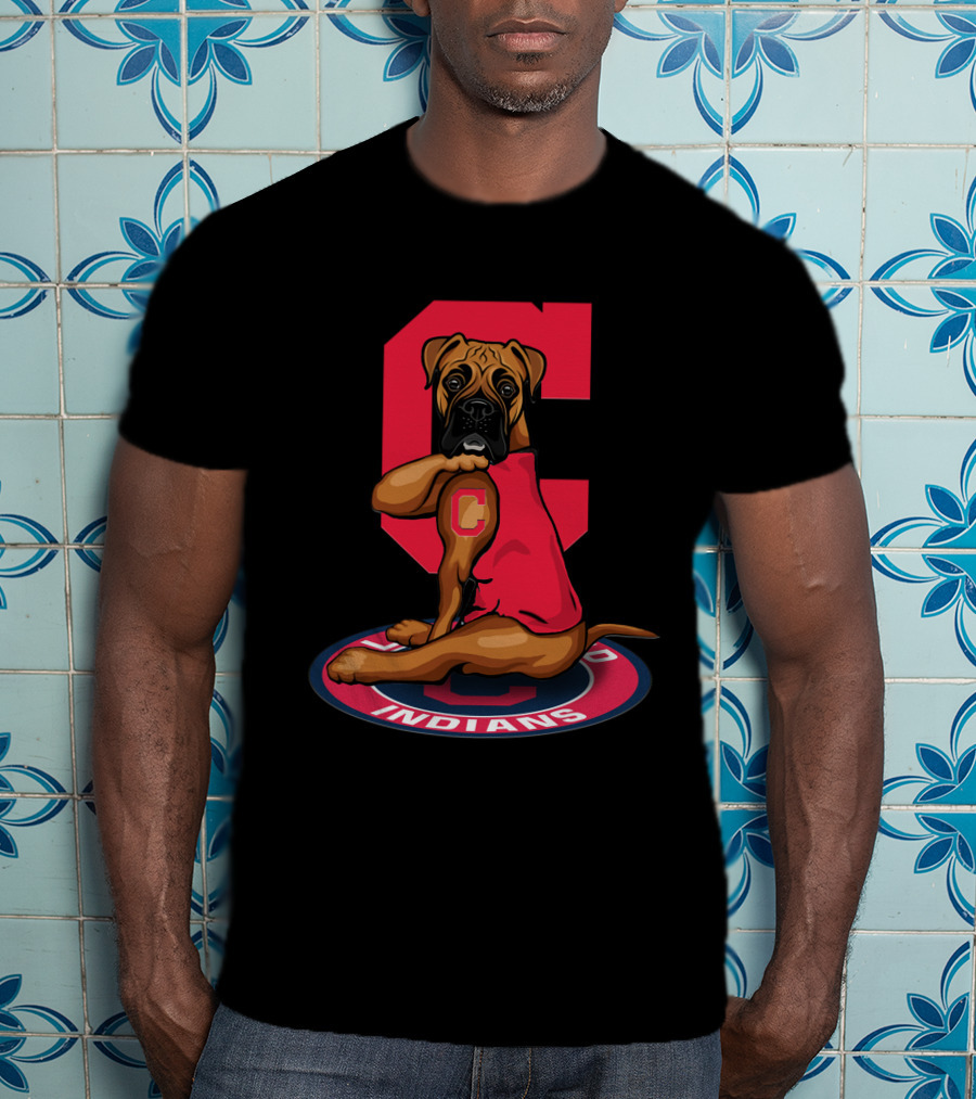 Cleveland Indians Dog Mascot Retro Crest T-Shirt