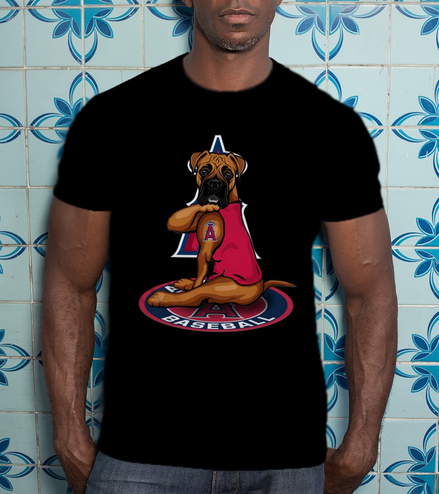 Los Angeles Angels Baseball Boxer Dog T-Shirt