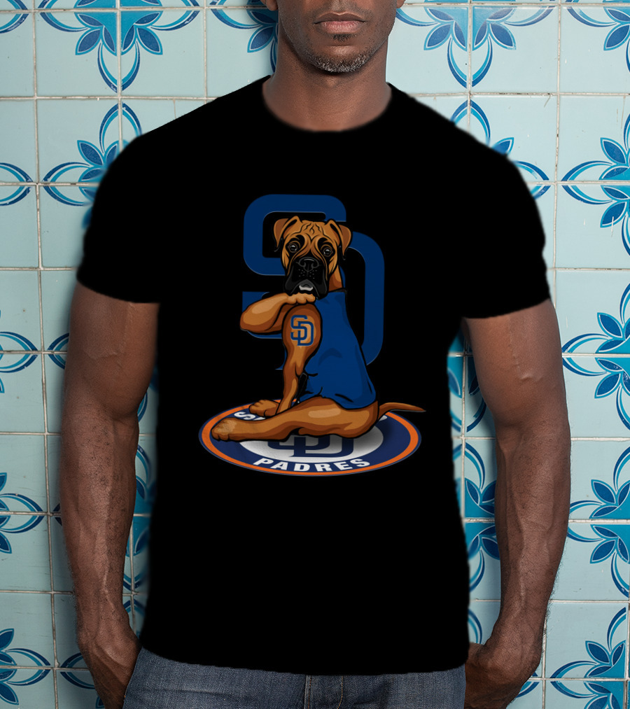 San Diego Padres Boxer Dog Logo Blue Jersey T-Shirt