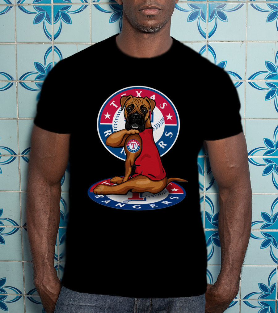 Texas Rangers Dog With Baseball T-Shirt