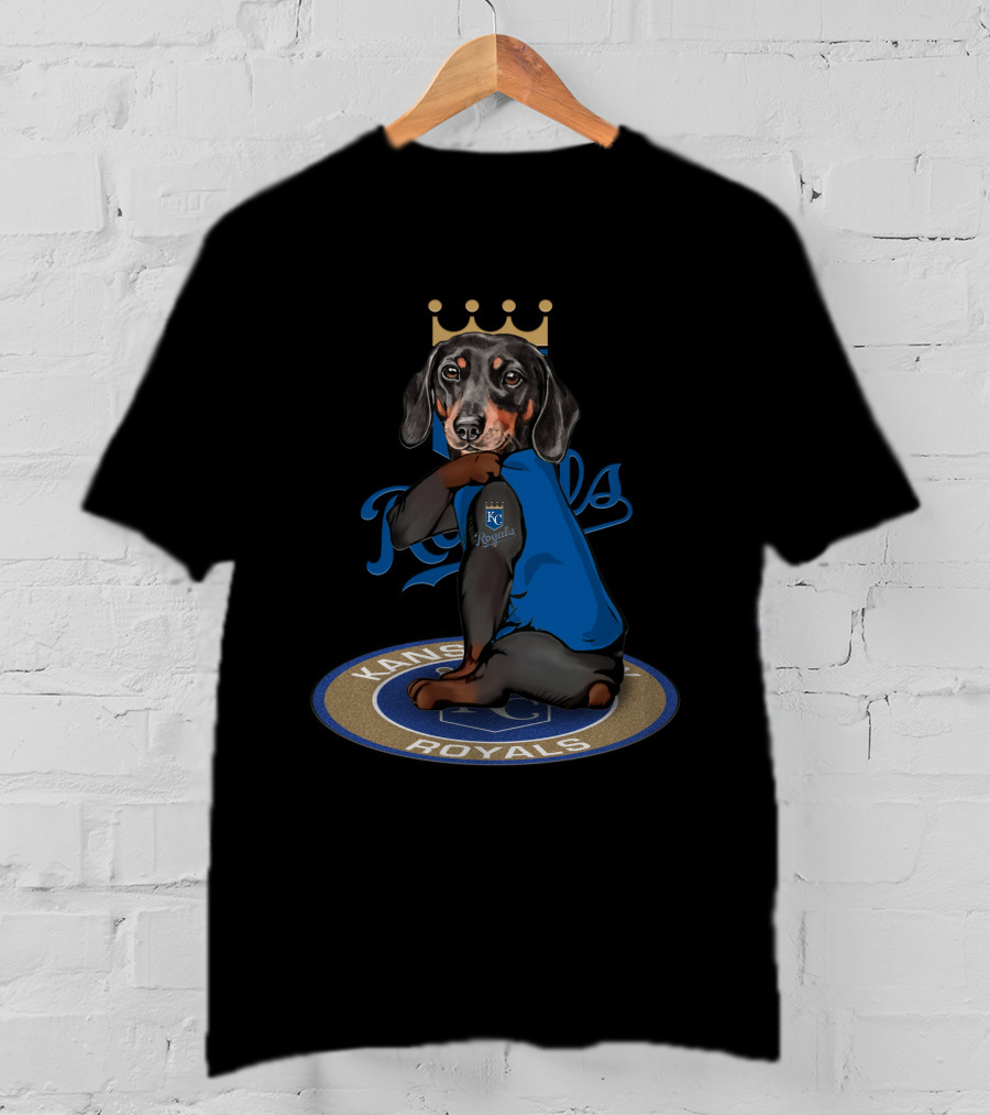 Kansas City Royals Dachshund With Crown And Jersey T-Shirt