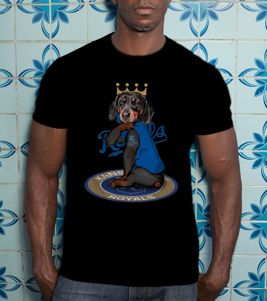 Kansas City Royals Dachshund With Crown And Jersey T-Shirt