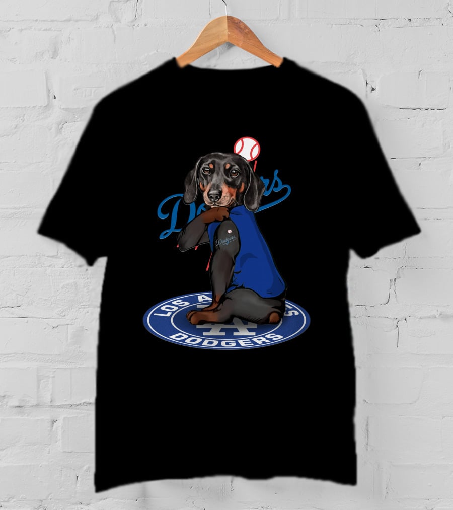 Los Angeles Dodgers Dachshund Baseball Team T-Shirt