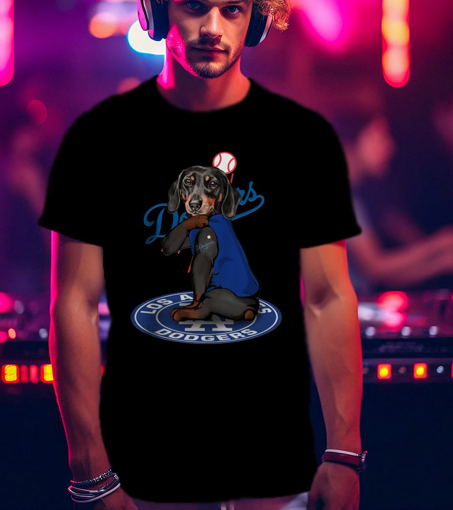 Los Angeles Dodgers Dachshund Baseball Team T-Shirt