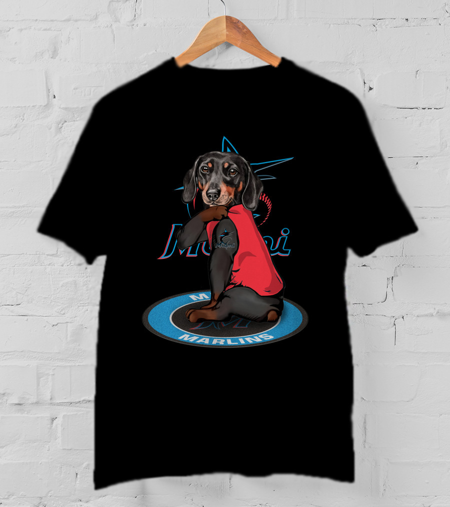 Miami Marlins Dog With Baseball And Team T-Shirt