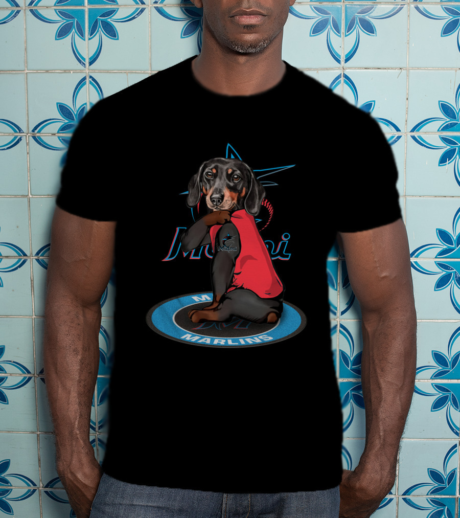 Miami Marlins Dog With Baseball And Team T-Shirt